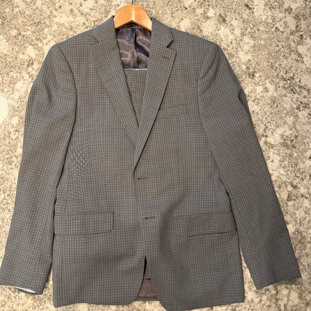 Psycho Bunny Gray Check Suit 38R 32x32 – Robert Godley Dillard’s Modern Fit